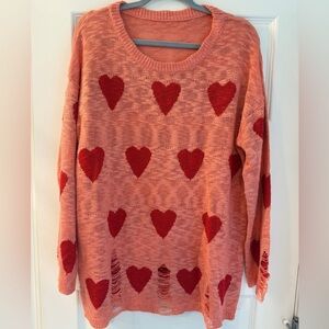 Distressed Hearts Sweater